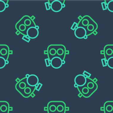 Gaz maskesi simgesi mavi arkaplanda izole edilmiş. Solunum cihazı işareti. Vektör