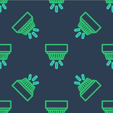 Line Smoke alarm sistemi simgesi mavi arkaplanda izole edilmiş. Duman dedektörü. Vektör