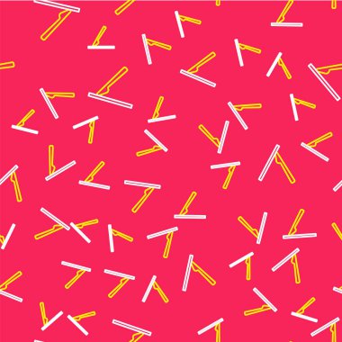 Çizgi tıbbi cerrahi neşter alet ikonu kırmızı arka planda izole edilmiş pürüzsüz desen. Tıbbi alet. Vektör