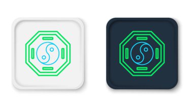 Yin Yang çizgi sembolü ahenk ve denge simgesi beyaz arkaplanda izole edildi. Renkli taslak konsepti. Vektör