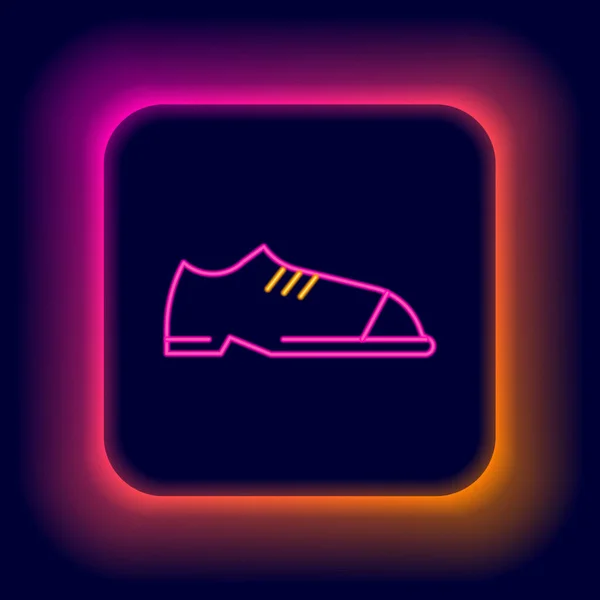 Lumineux Néon Ligne Hommes Chaussures Icône Isolée Sur Fond Noir — Image vectorielle