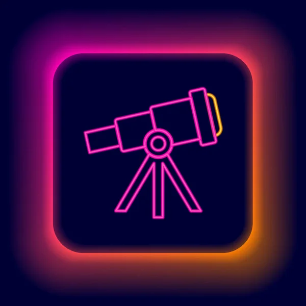 Leuchtendes Neon Line Teleskop Symbol Isoliert Auf Schwarzem Hintergrund Wissenschaftliches — Stockvektor