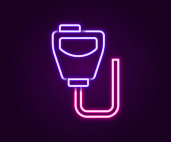 Glödande Neon Linje Walkie Talkie Ikon Isolerad Svart Bakgrund Portabel — Stock vektor
