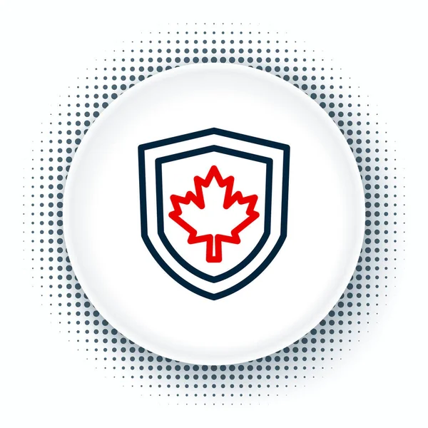 Línea Bandera Canadá Icono Del Escudo Aislado Sobre Fondo Blanco — Archivo Imágenes Vectoriales