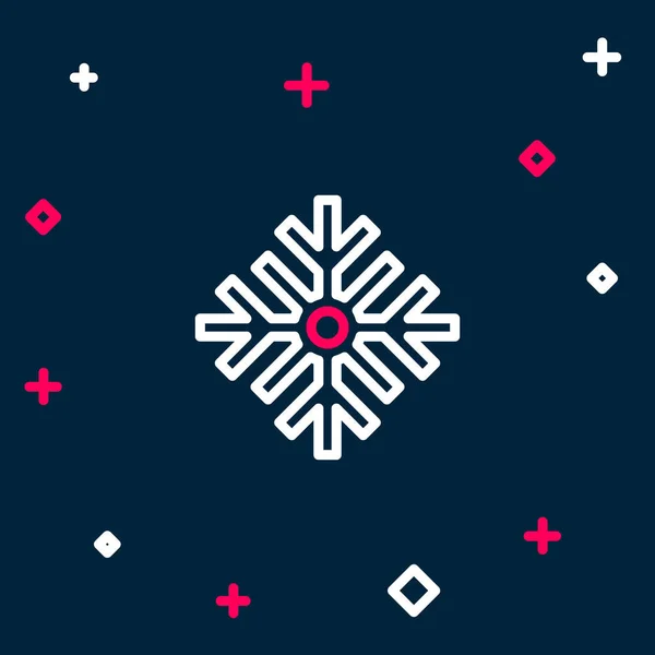 Line Snowflake Icon Isolated Blue Background Merry Christmas Happy New — Stock Vector
