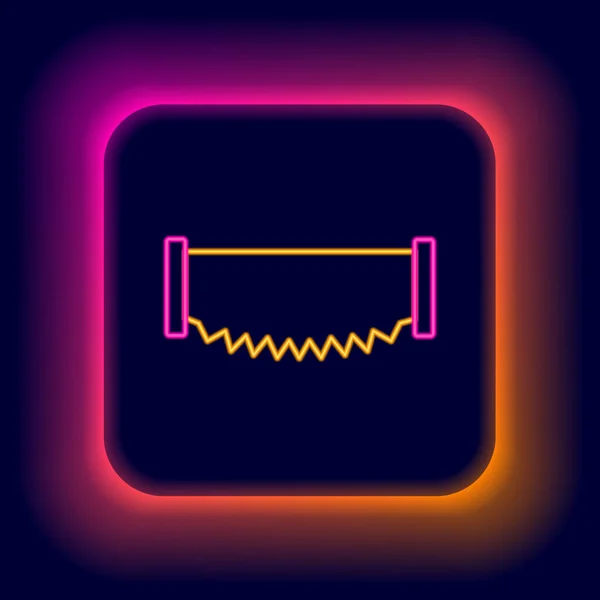 Glödande Neon Linje Träbjälke Ikon Isolerad Svart Bakgrund Träbalksplanka Färgstarkt — Stock vektor