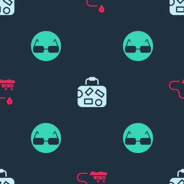 Gemi hattı rotasını, bavulu ve gözlüğü kusursuz şekilde ayarlayın. Vektör.