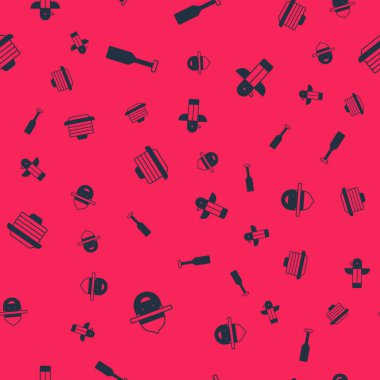 Kanadalı korucu şapkası, Paddle, krep yığını ve totem direğini kusursuz desene ayarlayın. Vektör