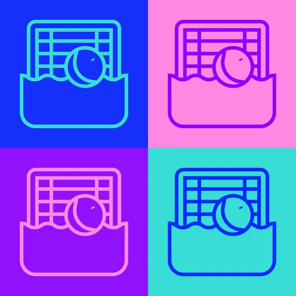 Pop Art Line Icono Waterpolo Aislado Sobre Fondo Color Vector — Vector de stock