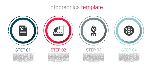 Ustaw Ostrzeżenie Przed Promieniowaniem Ściekami Bombą Atomową Atomem Szablon Infograficzny — Wektor stockowy