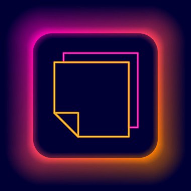 Parlayan neon hattı Post etiket simgesi siyah arkaplanda izole edildi. Mesaj veya mesaj için yeri olan yapışkan kasetler. Renkli taslak konsepti. Vektör