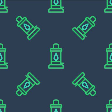 Çizgi Kamp feneri ikonu mavi arka planda izole edilmiş pürüzsüz desen. Vektör