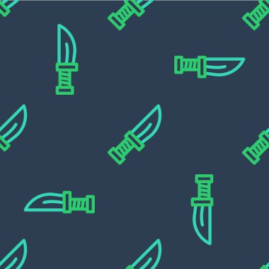 Hançer çizgisi simgesi mavi arkaplanda izole edilmiş. Bıçak ikonu. Keskin bıçaklı kılıç. Vektör