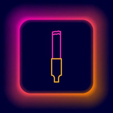Parlayan neon hattı sigara simgesi siyah arkaplanda izole edildi. Tütün tabelası. Sigara içme sembolü. Renkli taslak konsepti. Vektör
