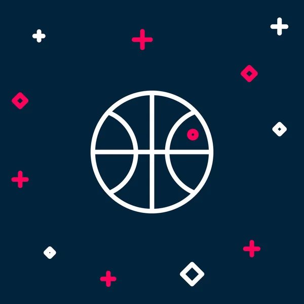 Linie Basketball Ball Symbol Isoliert Auf Blauem Hintergrund Sport Symbol — Stockvektor