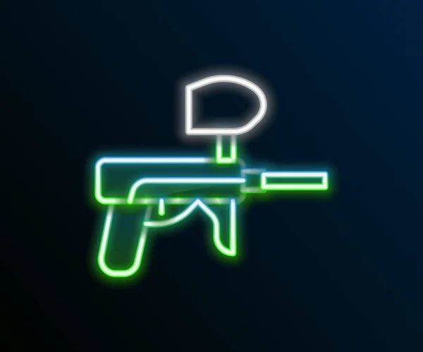 Icono Brillante Pistola Neón Línea Paintball Aislado Sobre Fondo Negro — Vector de stock