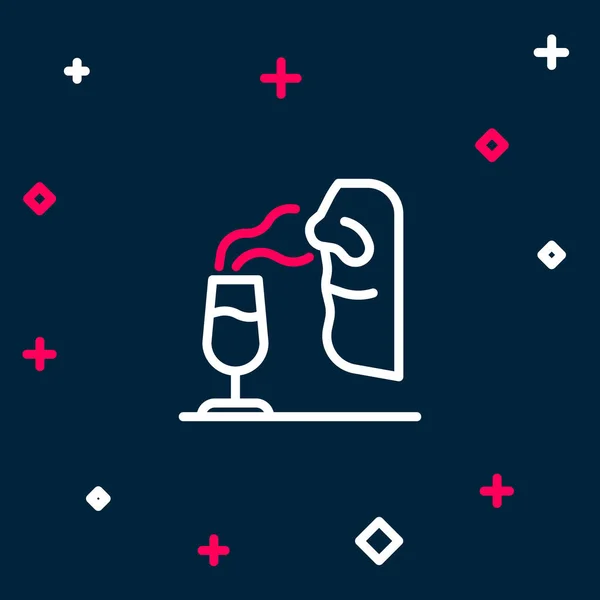 Line Sommelier Icon Isolated Blue Background Wine Tasting Degustation Smells — Stock Vector