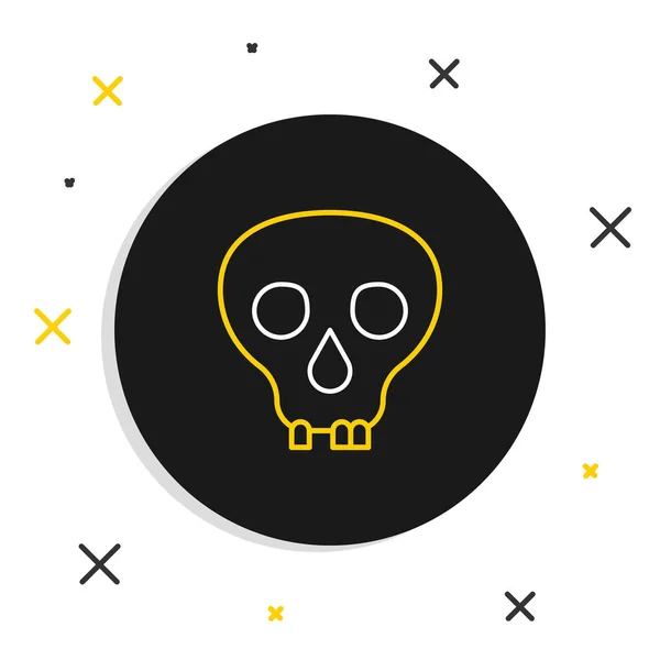 Ikona Line Skull Izolovaná Bílém Pozadí Šťastný Halloweenský Večírek Barevný — Stockový vektor