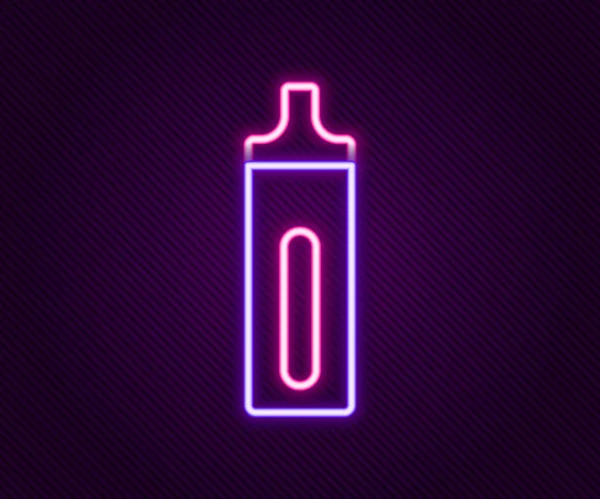 Gloeiende Neon Lijn Elektronische Sigaret Pictogram Geïsoleerd Zwarte Achtergrond Vape — Stockvector