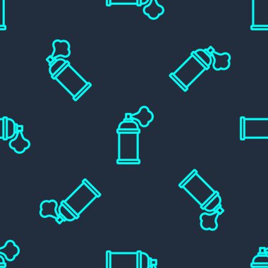 Yeşil çizgi boya spreyi ikonu mavi arka planda izole edilmiş pürüzsüz desen. Vektör