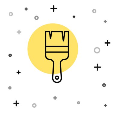 Beyaz arkaplanda siyah çizgi boya fırçası simgesi izole edildi. Rastgele dinamik şekiller. Vektör