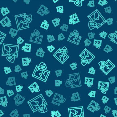 Yeşil Hat Açık Artırma ikonu mavi arka planda izole edilmiş pürüzsüz desen. Açık arttırma teklifi. Satış ve alıcılar. Vektör