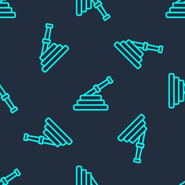 Yeşil çizgili itfaiye hortumu ikonu mavi arka planda izole edilmiş pürüzsüz desen. Vektör