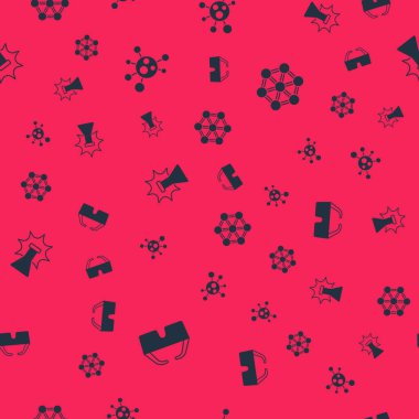 Güvenlik gözlüklerini, molekülü, kimyasal patlamayı ve kusursuz deseni ayarla. Vektör