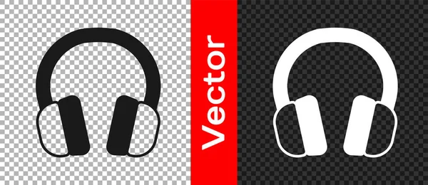 Black Headphones Icon Isolated Transparent Background Earphones Concept Listening Music — Stock Vector
