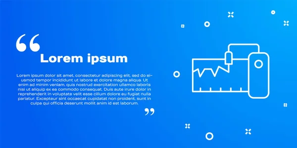 白色線青色の背景に絶縁された電気測定器のアイコン アナログ装置だ 測定装置研究室 ベクトル — ストックベクタ