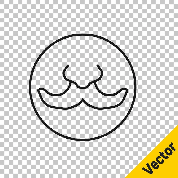 Ligne Noire Icône Moustache Isolé Sur Fond Transparent Symbole Coiffeur — Image vectorielle