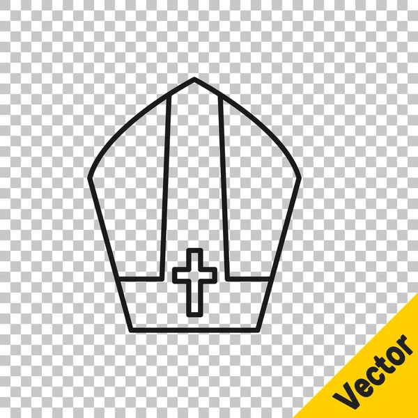 Icono Sombrero Papa Línea Negra Aislado Sobre Fondo Transparente Signo — Vector de stock