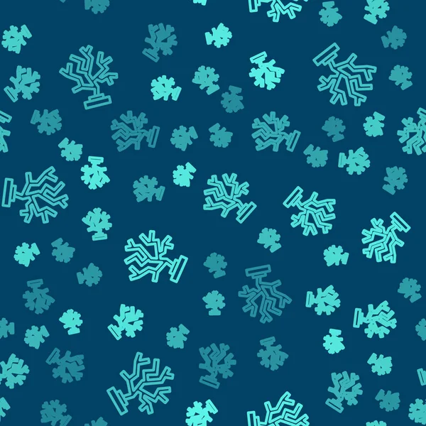 Zelená Čára Coral Ikona Izolované Bezešvé Vzor Modrém Pozadí Vektor — Stockový vektor