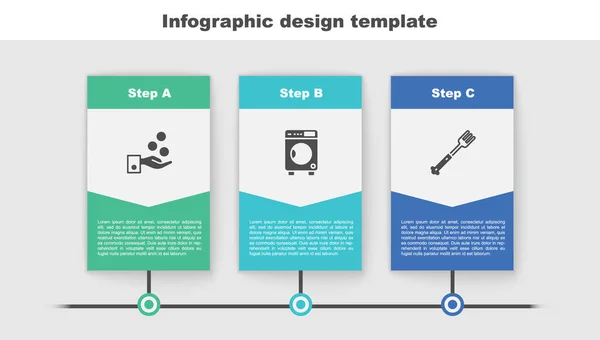 Betalen Tips Wasmachine Vork Bedrijfsinfographic Sjabloon Vector — Stockvector