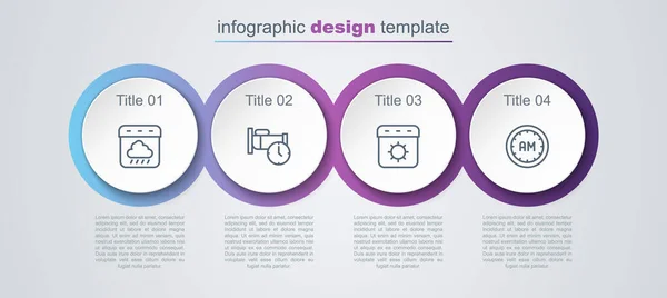 Impostare Linea Calendario Autunno Tempo Dormire Estate Mattina Modello Infografica — Vettoriale Stock