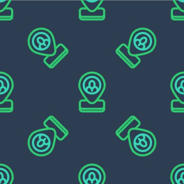 Satır İşçisi konumu simgesi mavi arkaplanda izole edilmiş pürüzsüz desen. Vektör