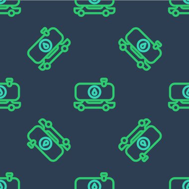 Yakıt tankeri ikonu mavi arka planda izole edilmiş. Benzin tankeri. Vektör