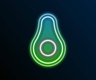 Parlayan neon hattı Avocado meyve simgesi siyah arkaplanda izole edildi. Renkli taslak konsepti. Vektör