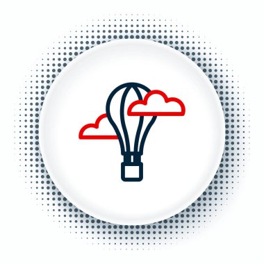 Line Sıcak Hava Balonu simgesi beyaz arkaplanda izole edildi. Seyahat için hava taşımacılığı. Renkli taslak konsepti. Vektör