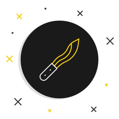 Line Machete ya da büyük bıçak ikonu beyaz arkaplanda izole edilmiş. Renkli taslak konsepti. Vektör