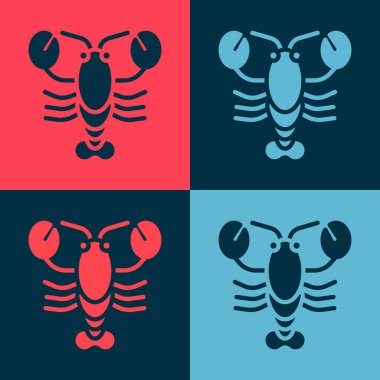 Pop Art Lobster simgesi renk arkaplanında izole edildi. Vektör.