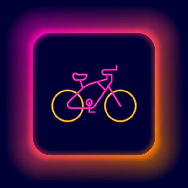 Ligne Lumineuse Néon Icône Vélo Isolé Sur Fond Noir Course — Image vectorielle