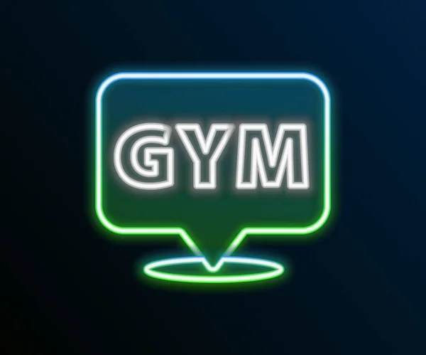 Glowing Neon Line Location Gym Icon Isolated Black Background Colorful — Stock Vector