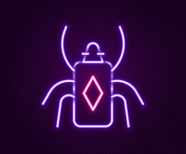 Gloeiende Neon Lijn Kever Bug Pictogram Geïsoleerd Zwarte Achtergrond Kleurrijk — Stockvector