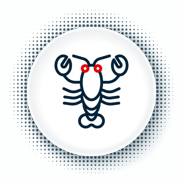 Ikona Line Lobster Izolovaná Bílém Pozadí Barevný Koncept Vektor — Stockový vektor