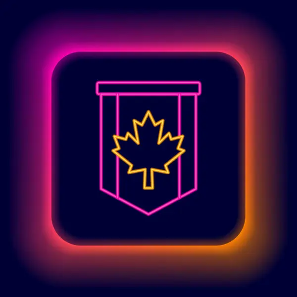 Zářící Neonová Čára Vlajky Kanady Ikona Izolované Černém Pozadí Severní — Stockový vektor