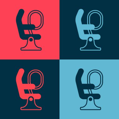 Pop Art Airplane koltuğu simgesi renk arkaplanında izole edildi. Vektör