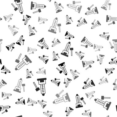 Siyah Yüksek Vurucu cazibesi beyaz arka planda izole edilmiş büyük çekiç ikonu. Gücü ölçmek için cazibe. Eğlence parkı. Vektör