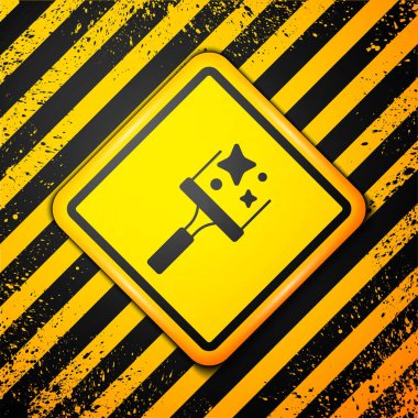 Sarı arka planda izole edilmiş pencere simgesi için kauçuk temizleme hizmeti. Silecek, kazıyıcı, silecek. Uyarı işareti. Vektör