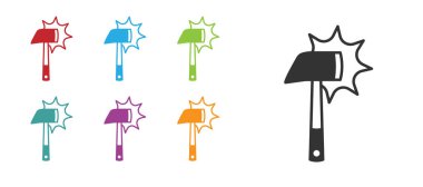 Siyah itfaiyeci balta simgesi beyaz arka planda izole edildi. Yangın baltası. Simgeleri renklendirin. Vektör